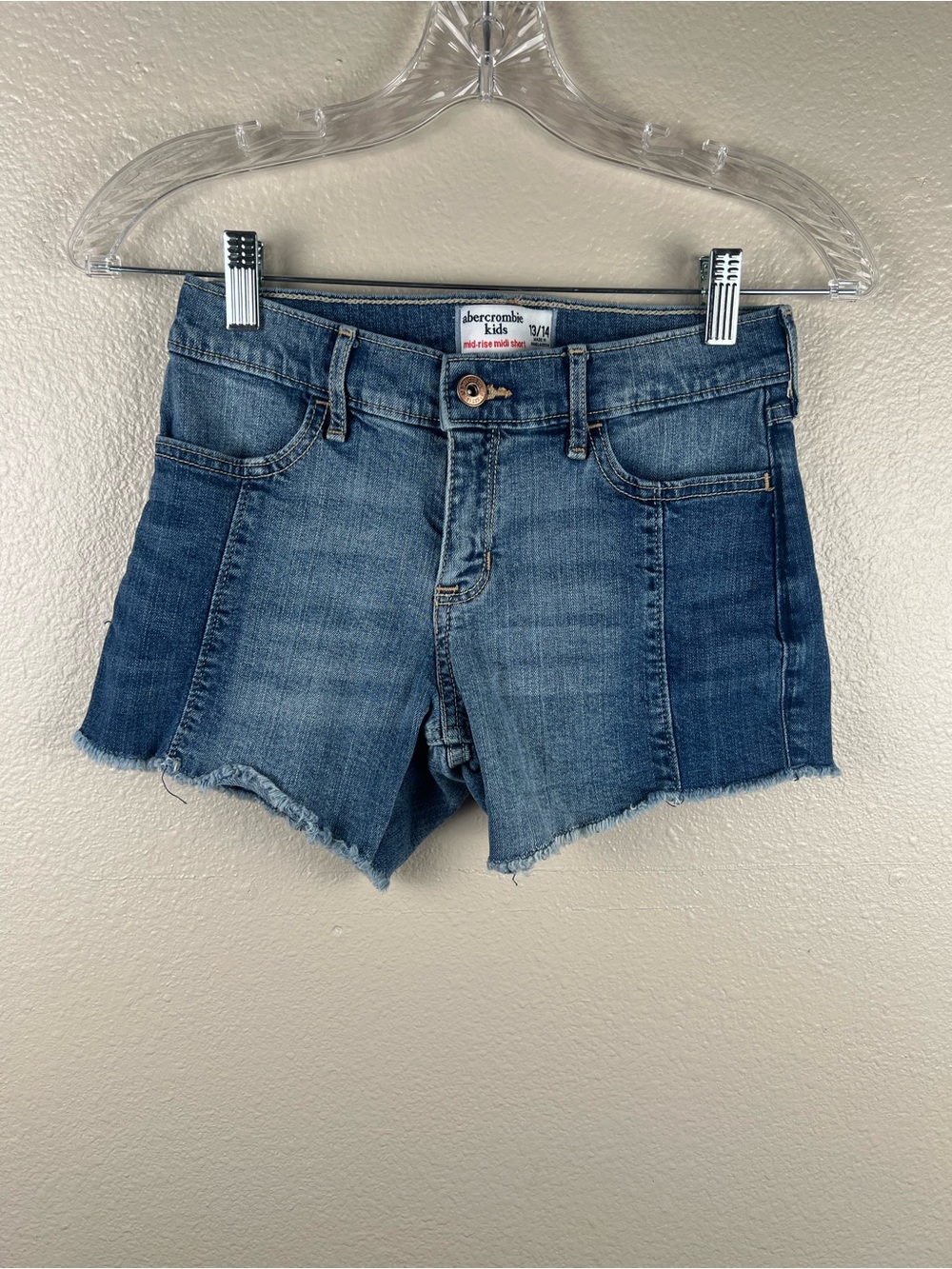 Abercrombie Kids Mid Rise Midi Denim Shorts 13/14